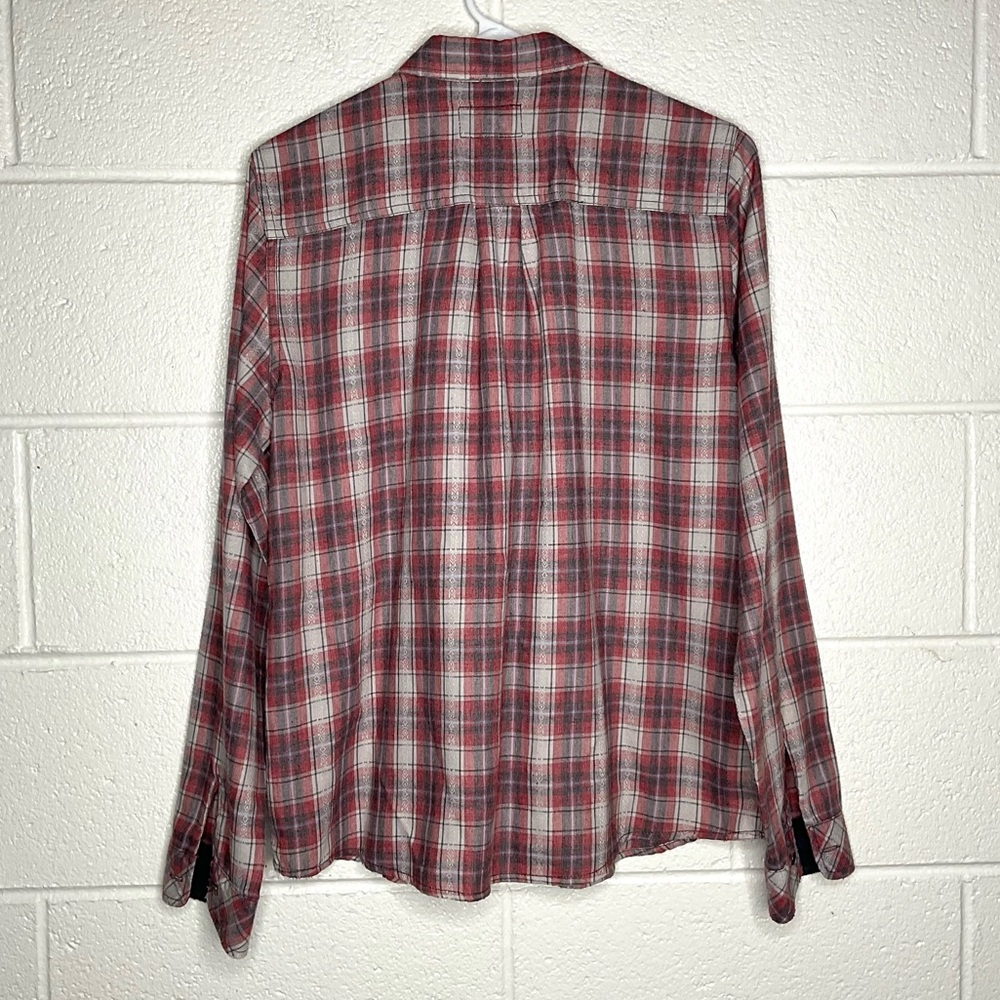 < Current/Elliott Red Plaid Button Down Shirt > - Picture 4 of 4